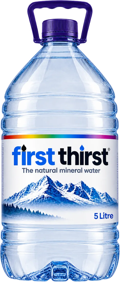 First Thirst 5 litre natural mineral water pack with carry handle